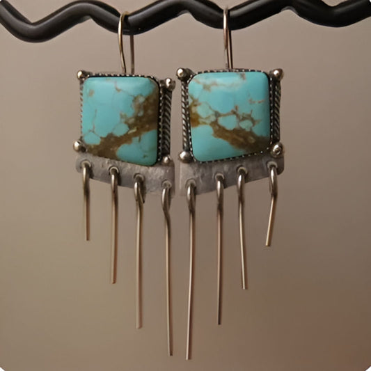 Vintage Square Silver Dangle Earrings