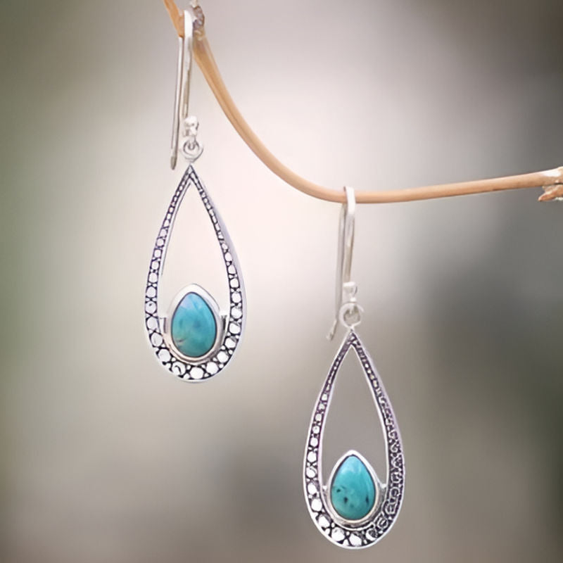 Elegant Waterdrop Blue Stone Dangle Earrings