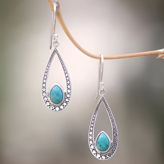Elegant Waterdrop Blue Stone Dangle Earrings