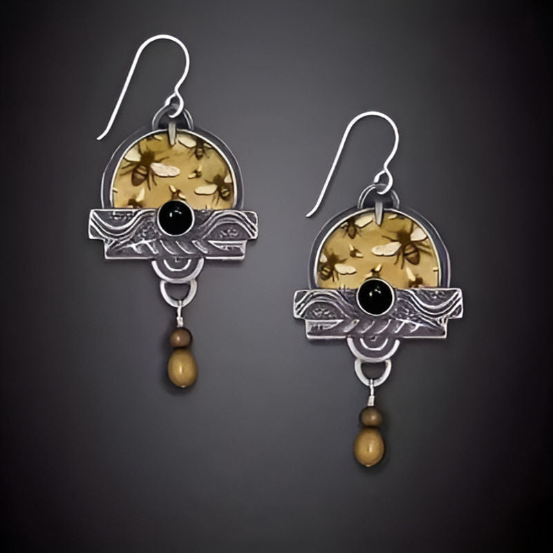 Vintage Round Bee Animal Earrings