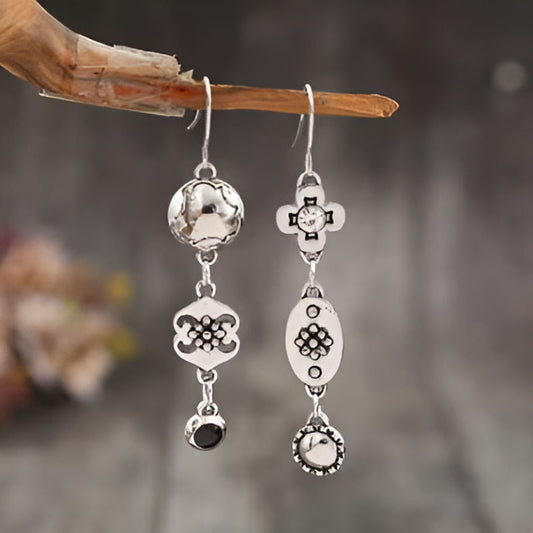Silver Flower Leaf Earrings