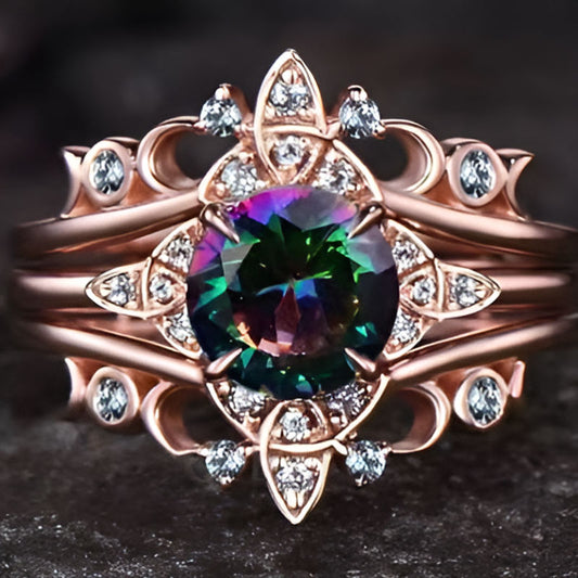 Rose Gold Rainbow Stone Ring