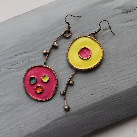 Elegant Red Yellow Pattern Earrings