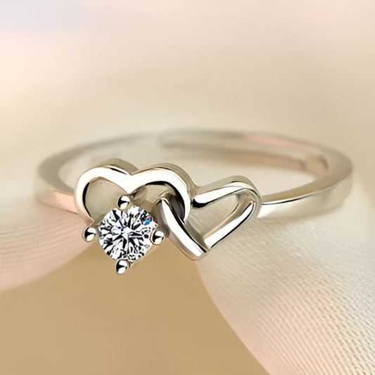 Silver Heart Geometry Ring