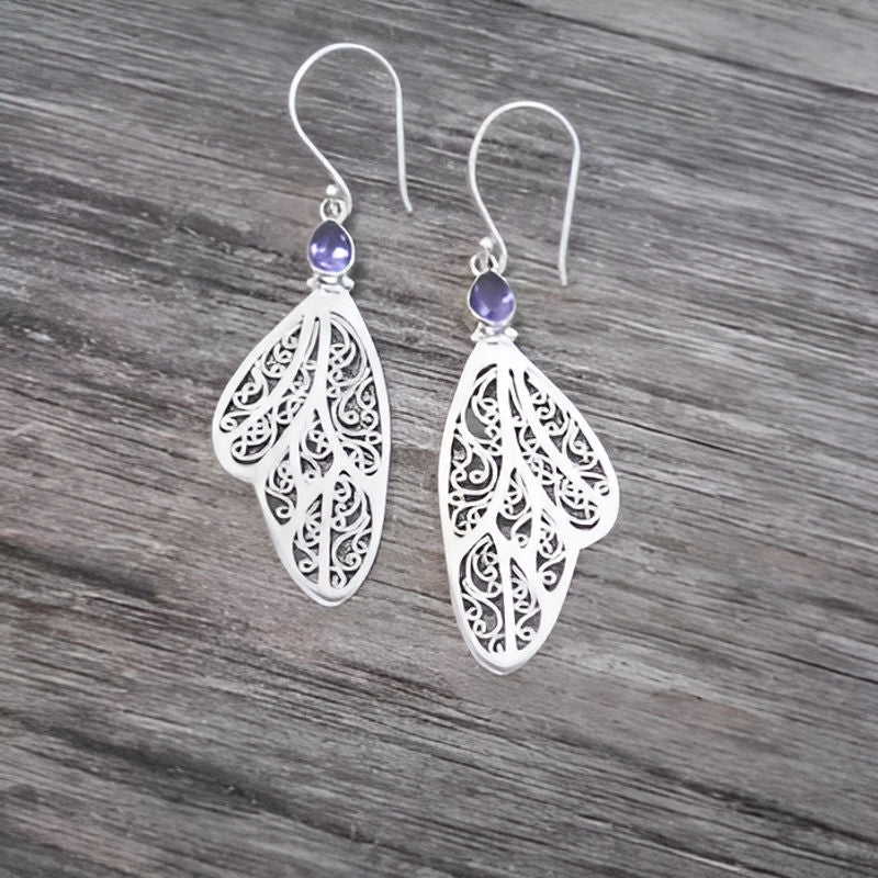 Silver Hollow Carving Spiral Earrings