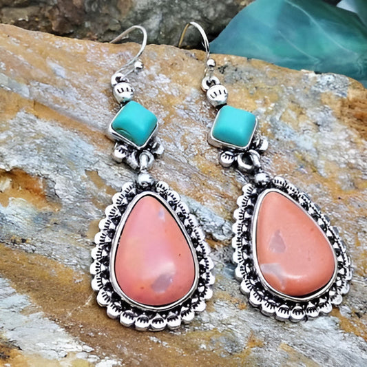 Vintage Red Blue Stone Earrings