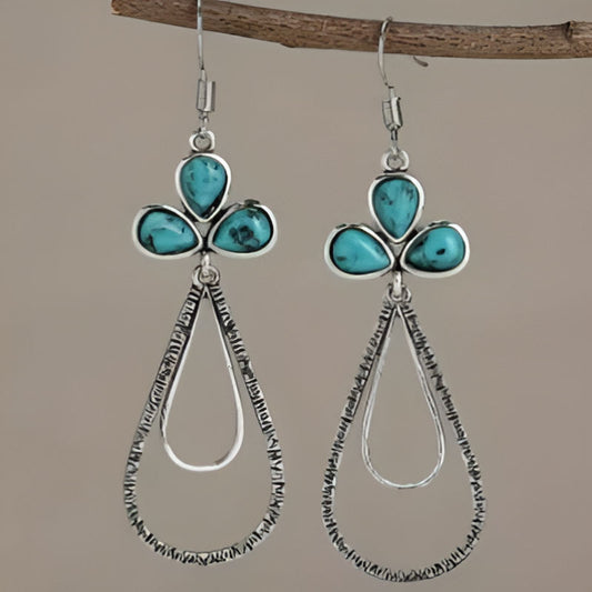 Gold Waterdrop Green Stone Earrings