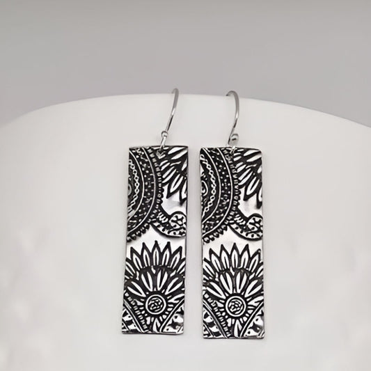 Vintage Square Flower Earrings