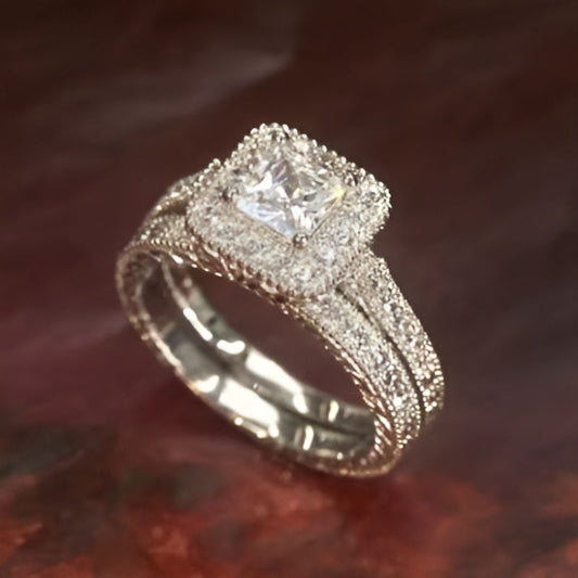 Silver Square White Stone Ring