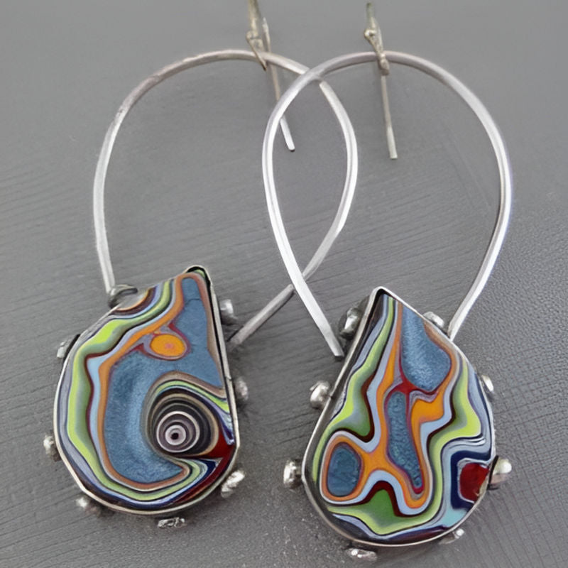 Vintage Shape Paste Pattern Earrings
