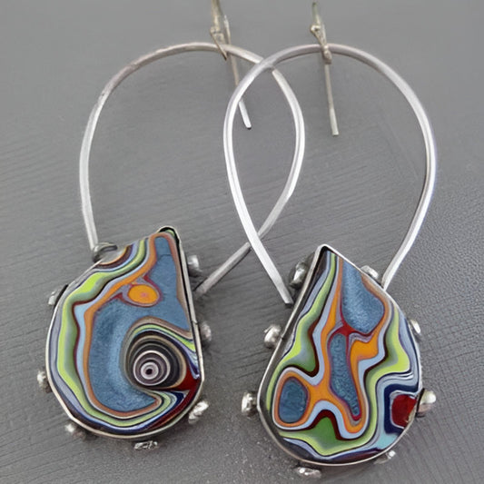 Vintage Shape Paste Pattern Earrings