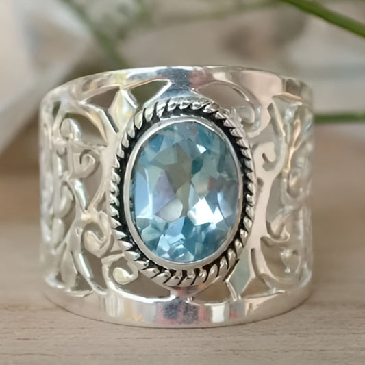 Silver Round Geometry Ring