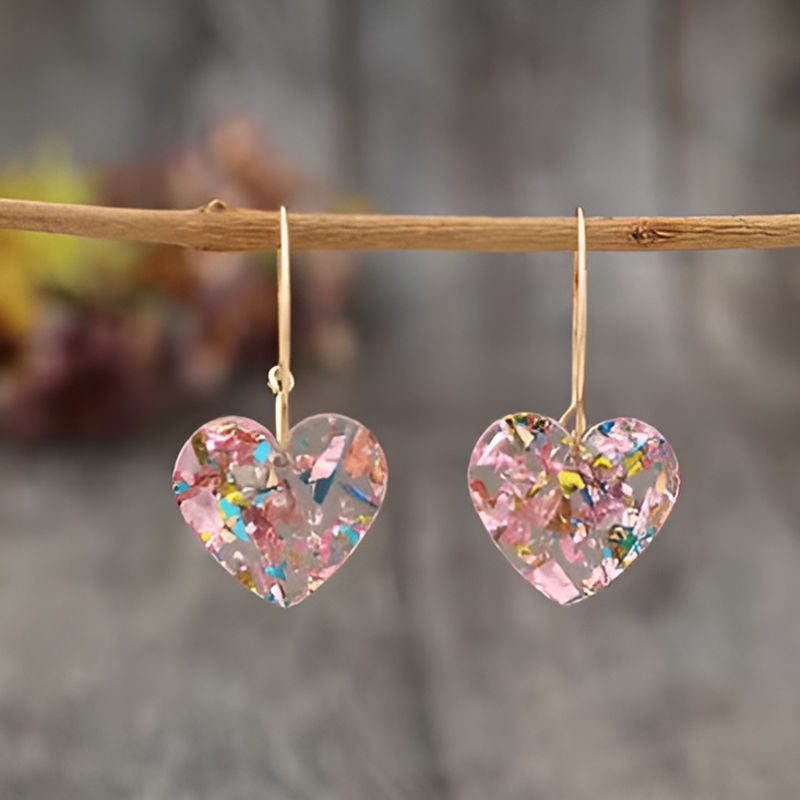 Gold Heart-shaped Sequin Earrings