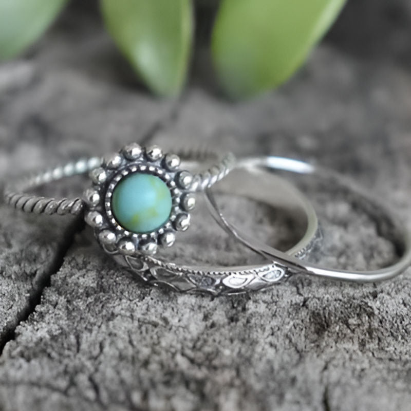 Vintage Blue Stone Round Ring