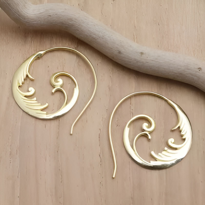 Gold Feather Earrings
