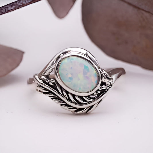 Silver Inlaid White Zircon Ring