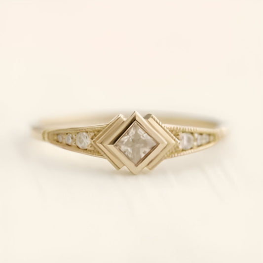Gold White Stone Ring