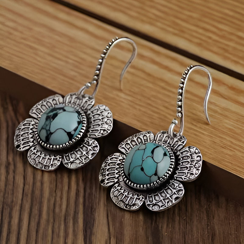 Vintage Silver Blue Stone Dangle Earrings