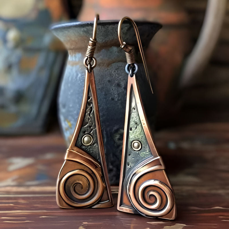 Vintage Copper Grave Dangle Earrings