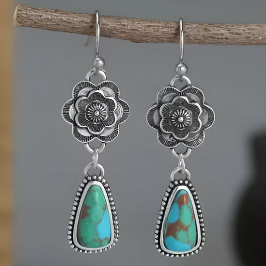 Vintage Exquisite Flower Dangle Earrings