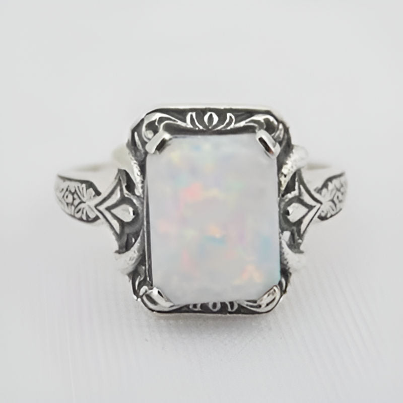 Vintage Silver Square Geometry Ring