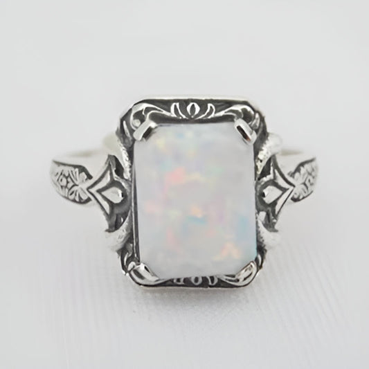 Vintage Silver Square Geometry Ring