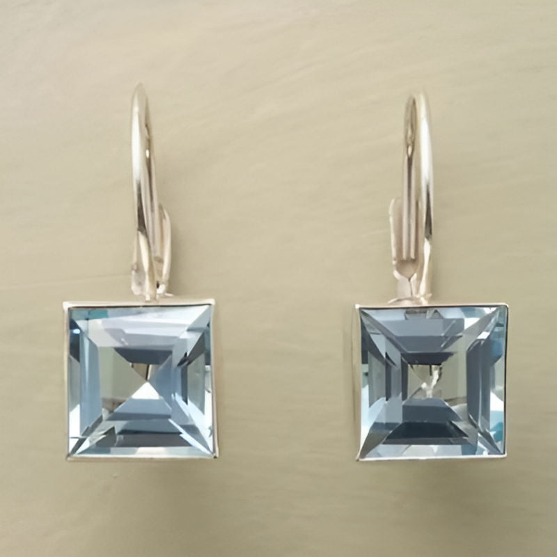 Vintage Square Blue Stones Earrings