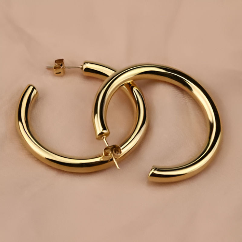Gold Round Hoop Earrings