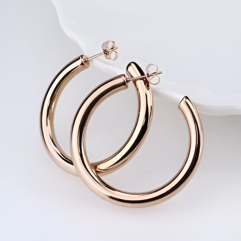 Vintage Rose Gold Round Hoop Earrings