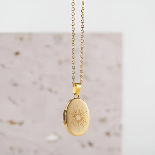 Vintage Gold Moon Evil Eye Necklace