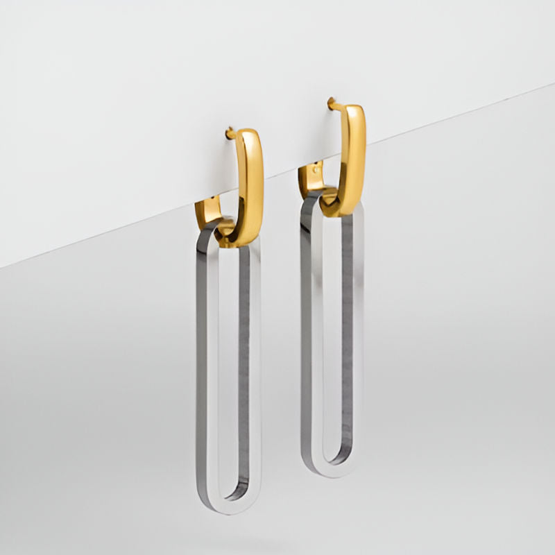 Vintage Square Chain Hoop Earrings