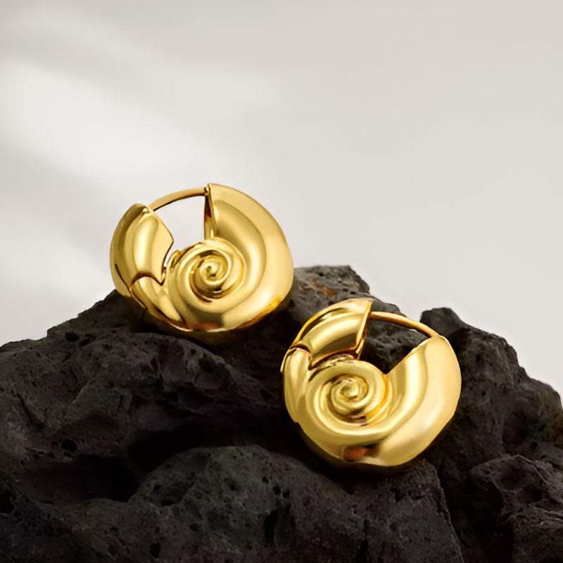 Vintage Snail Shell Hoop Earrings