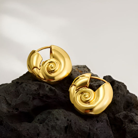 Vintage Snail Shell Hoop Earrings