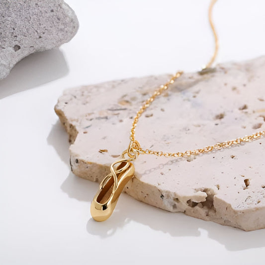 Gold Ballet Shoe Shape Pendant Necklace