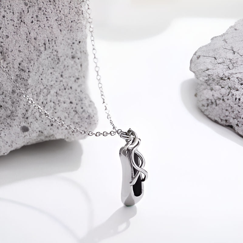 Silver Ballet Shoe Shape Pendant Necklace