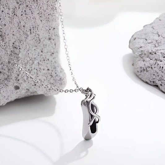 Silver Ballet Shoe Shape Pendant Necklace