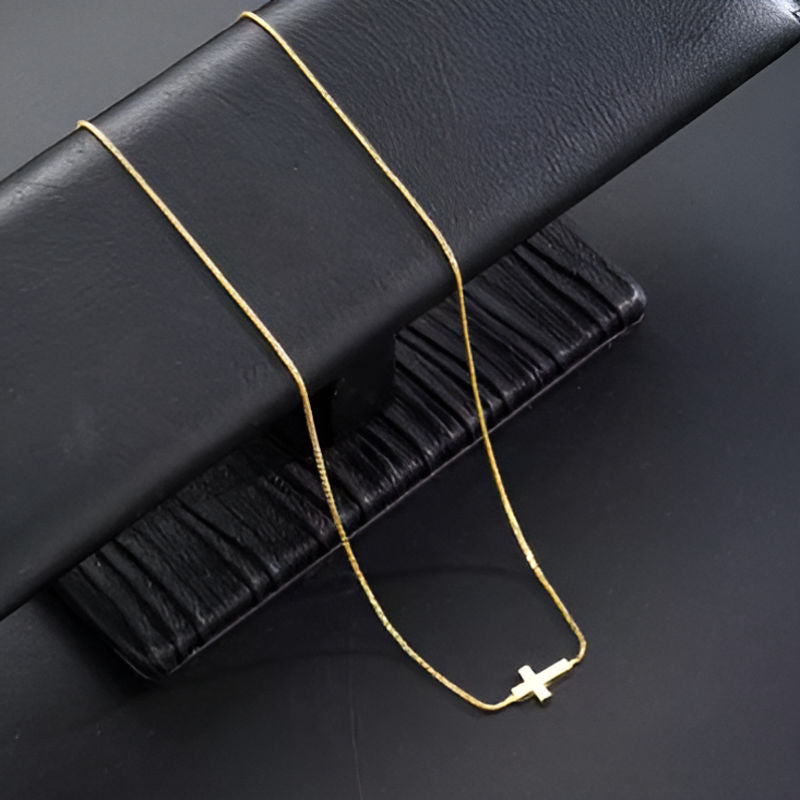 Gold Mini Cross Pendant Necklace