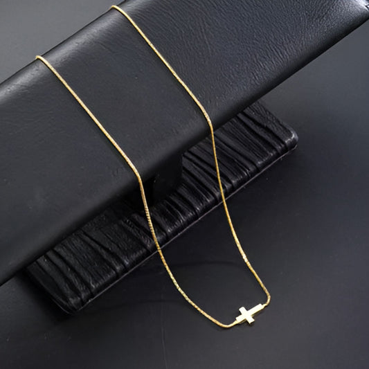 Gold Mini Cross Pendant Necklace