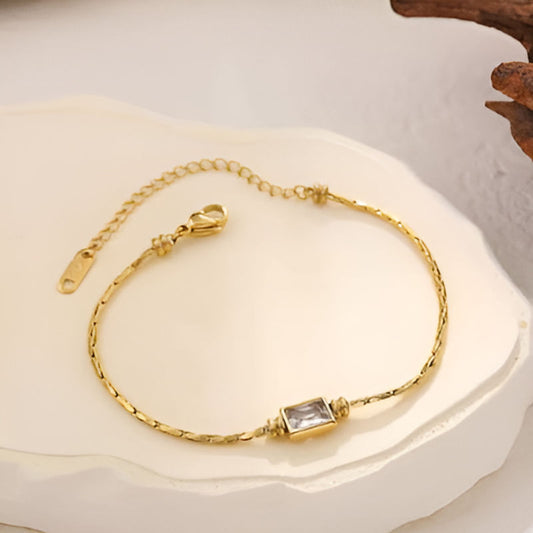 Gold Snake Chain Zircon Bracelet