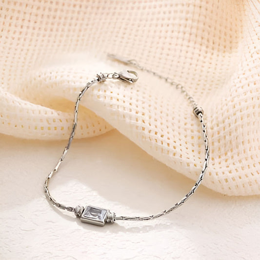 Silver Snake Chain Zircon Bracelet