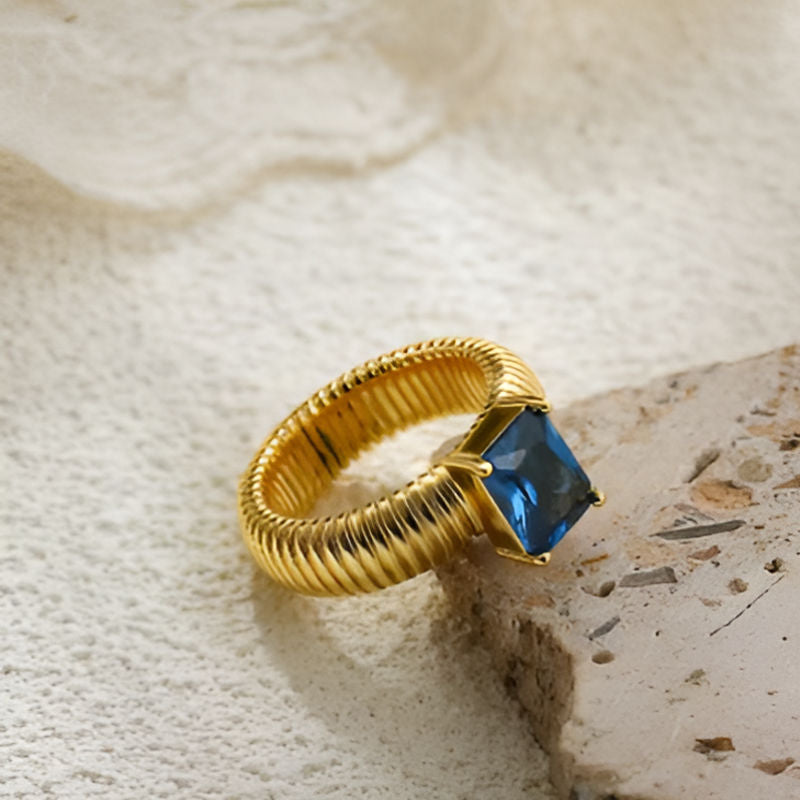 Vintage Blue Stone Chunky Ring