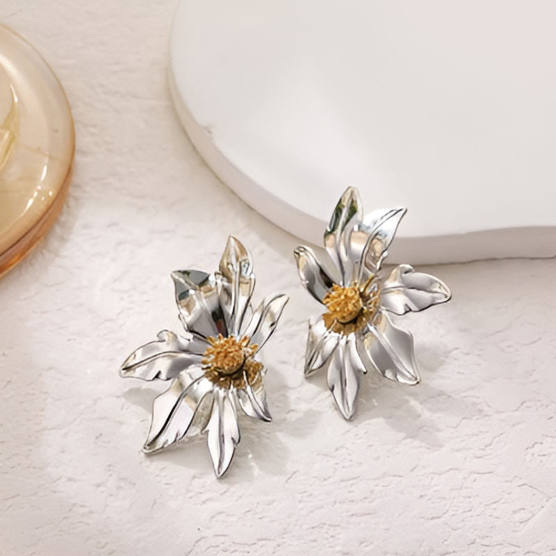 Silver Flower Stud Earrings