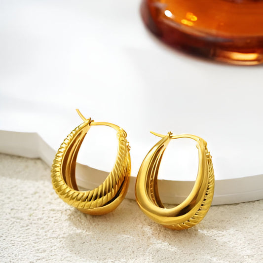 Vintage Ribbed Huggie Hoop Earrings
