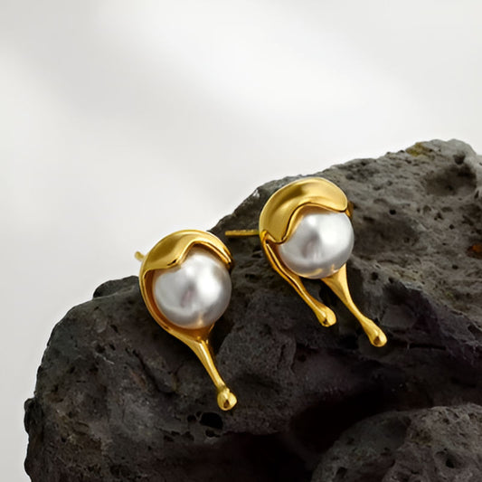 Elegant Liquid Pearl Stud Earrings