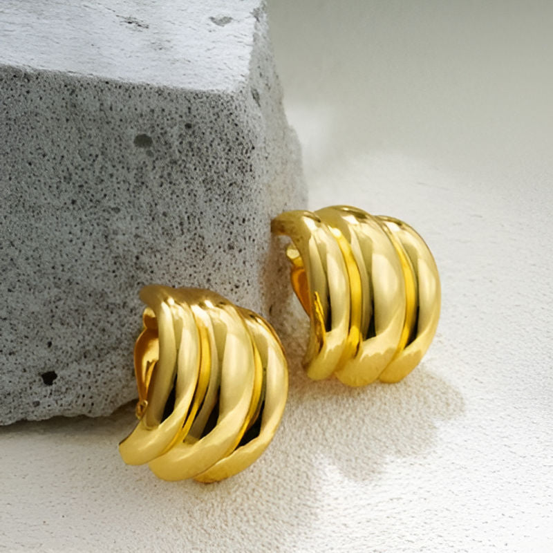 Gold Plated Multilayer Stud Earrings