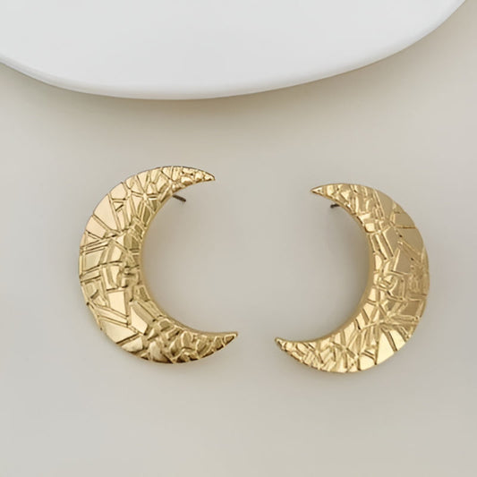 Elegant Texture Moon Earrings