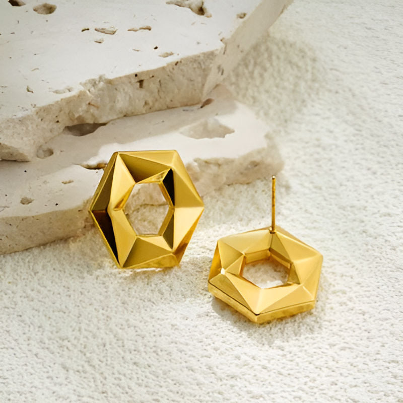 Gold Geometric Symmetry Earrings