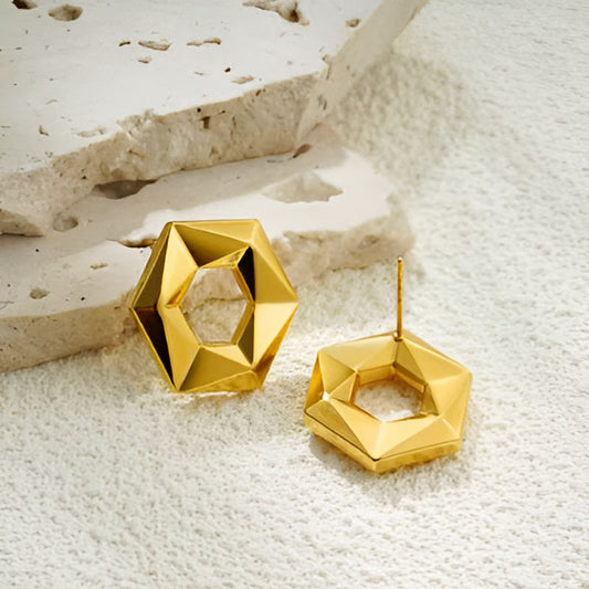Gold Geometric Symmetry Earrings