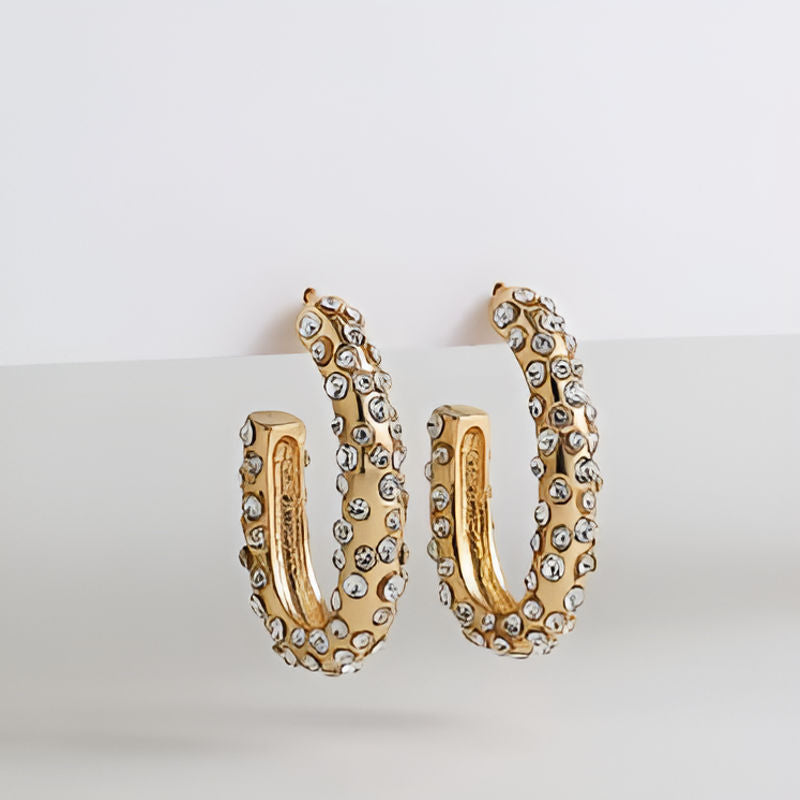 Vintage Rhinestone Round Earrings