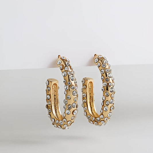 Vintage Rhinestone Round Earrings